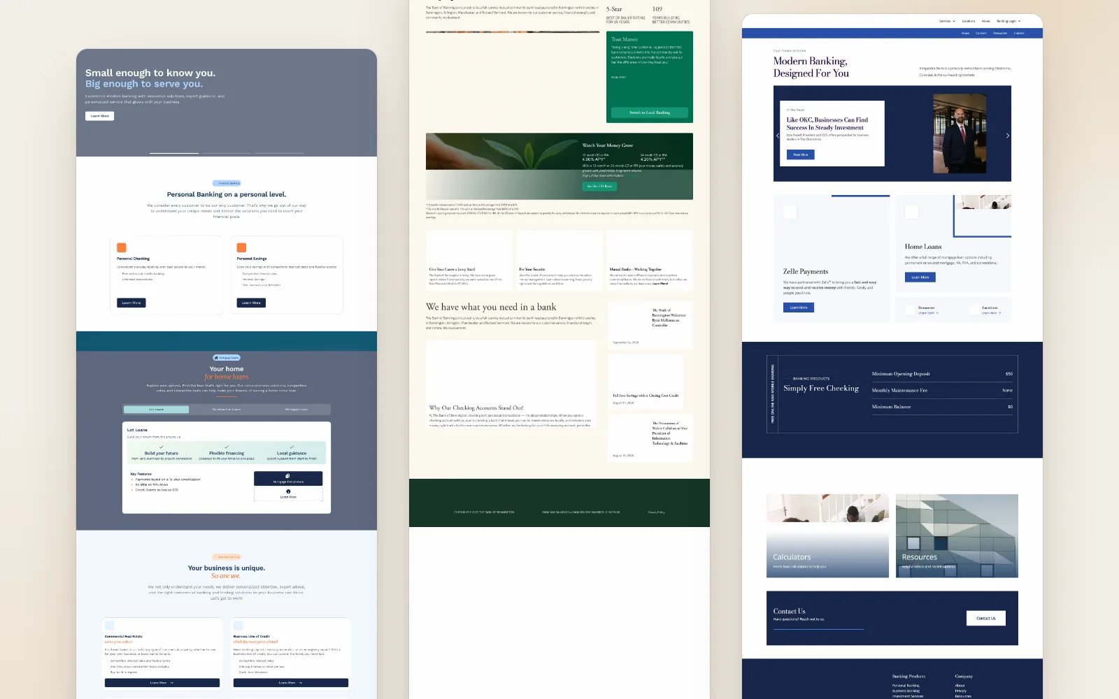 Community bank websites: Page system